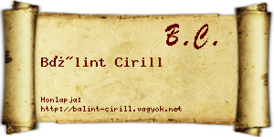 Bálint Cirill névjegykártya
